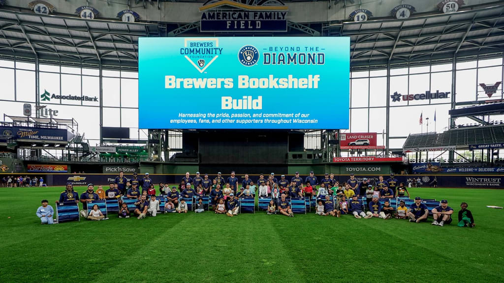 The Brewers hosting students for a bookshelf build at American Family Field.