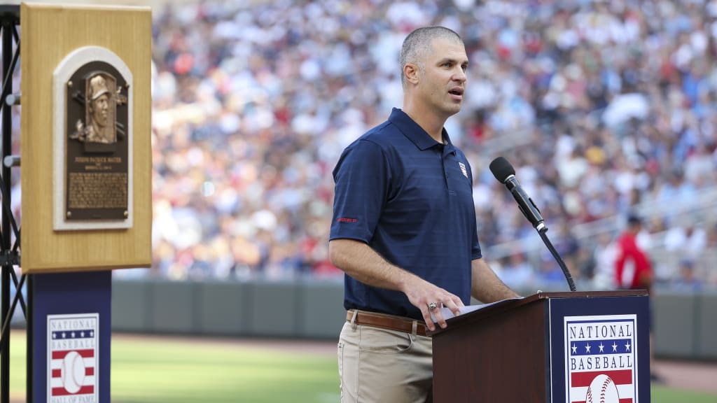 Joe Mauer honored before the game