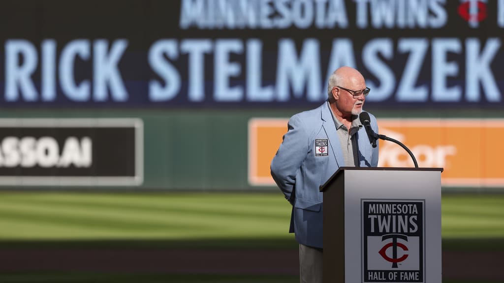 Former manager Ron Gardenhire speaks about Rick Stelmaszek, inducted into the Twins Hall of Fame on Aug. 10, 2024. (AP Photo/Matt Krohn)