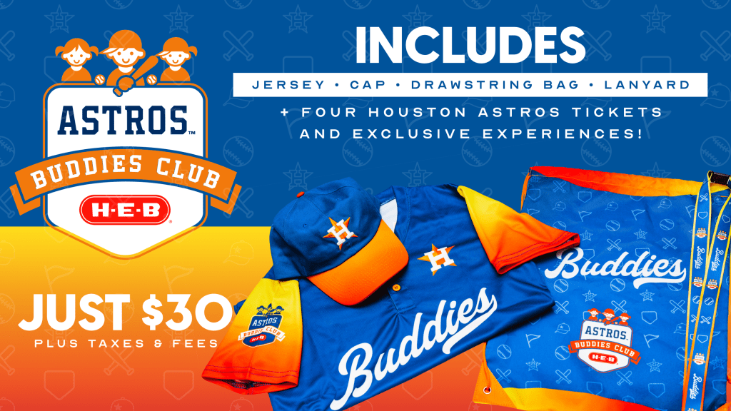 Houston Astros on X: Being in the 2022 Astros Buddies Club is the coolest  way to show your Astros pride. Kids will receive a jersey, game tickets,  invites to exlusive opportunities such