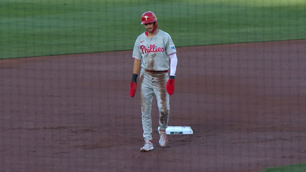 Trea Turner steals second in the 1st