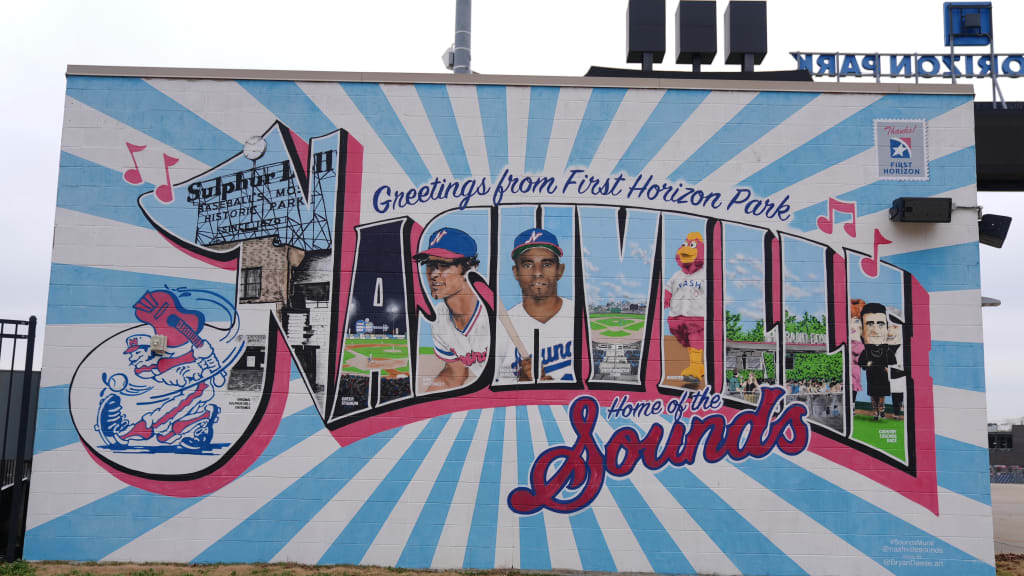 A mural outside the current home of the Nashville Sounds with a nod to Sulphur Dell