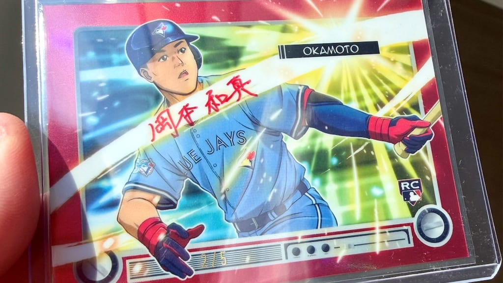 Myles Straw's kanji autographed Kazuma Okamoto card.