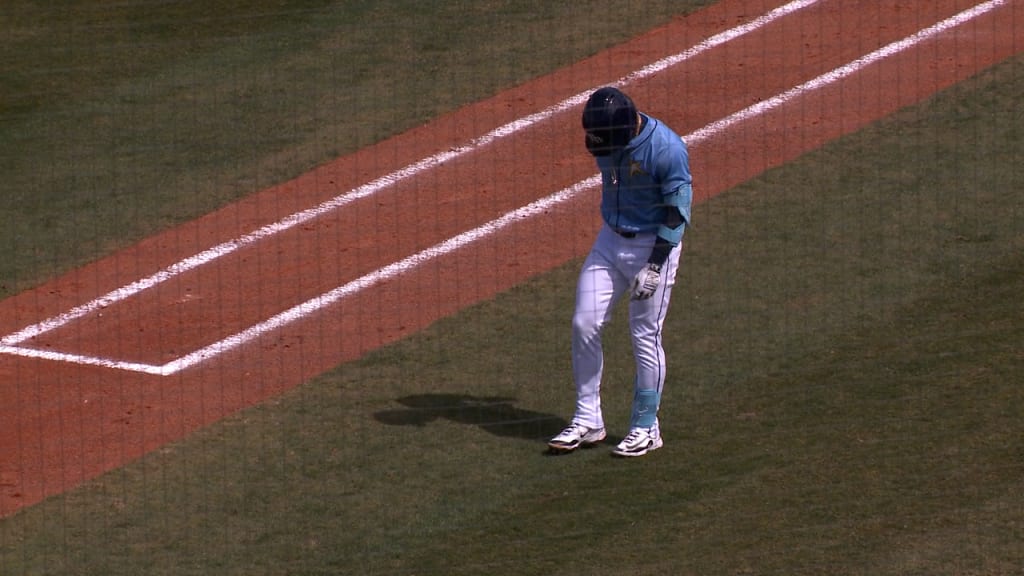 José Caballero exits after fouling ball off foot
