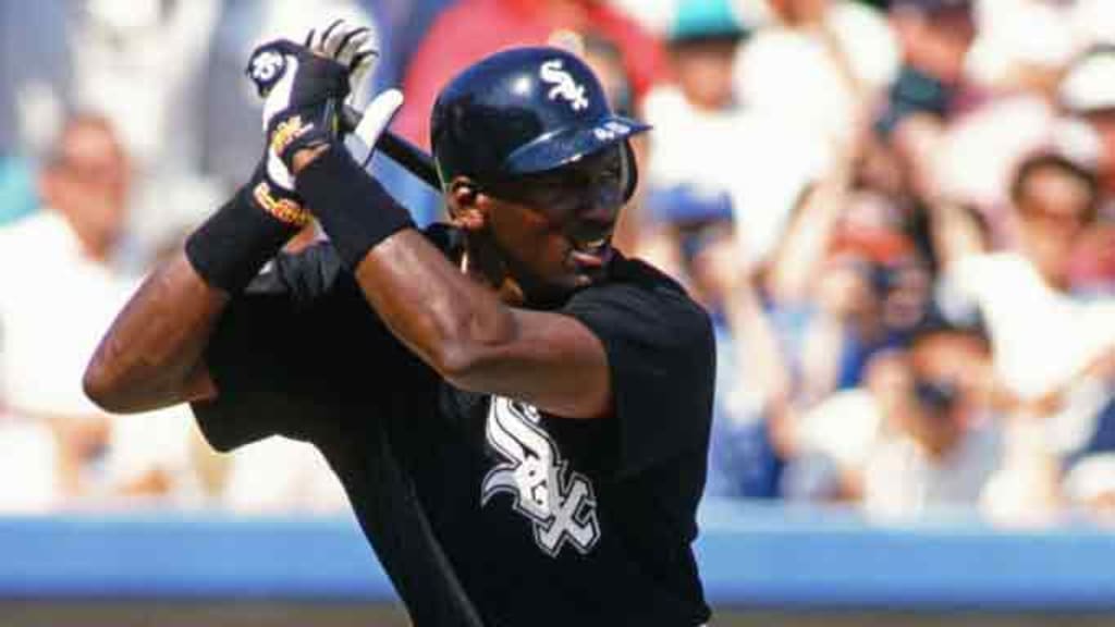 Michael Jordan readies for a pitch during a Spring Training game in 1994. (Photo via Getty Images)