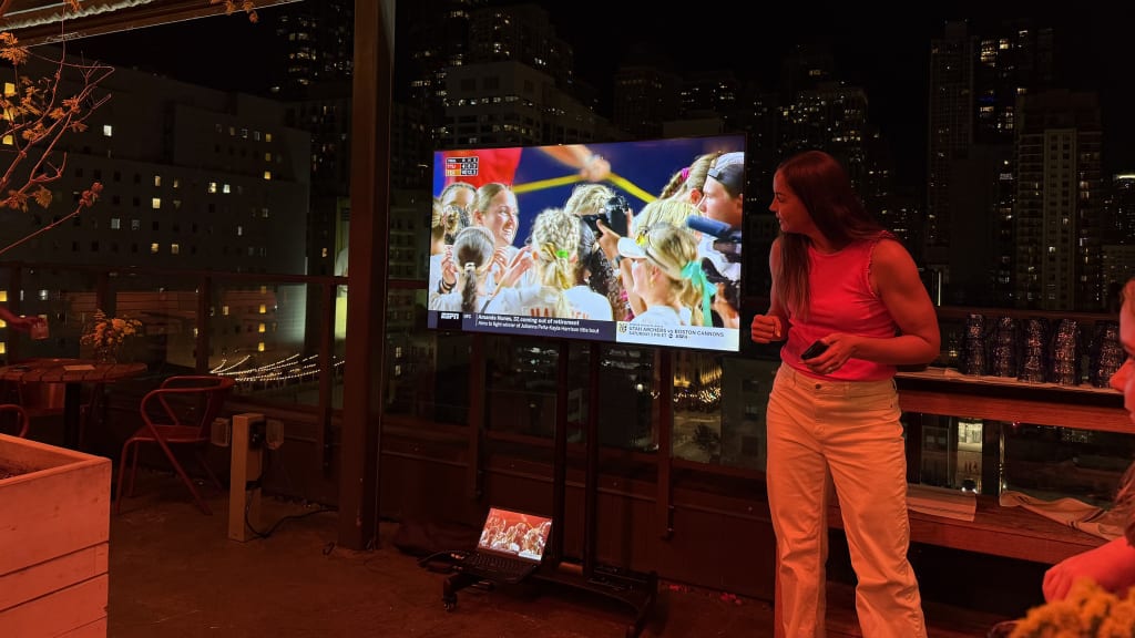 Cat Osterman, general manager of the Volts, at the AUSL's welcome reception watch party
