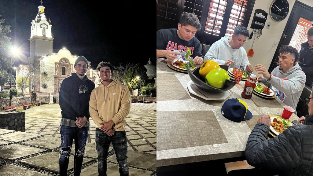Adames and Urías explore and share a meal in Urías' hometown in Mexico. Photo credit: @willy2802 (left), @luisurias97 (right)