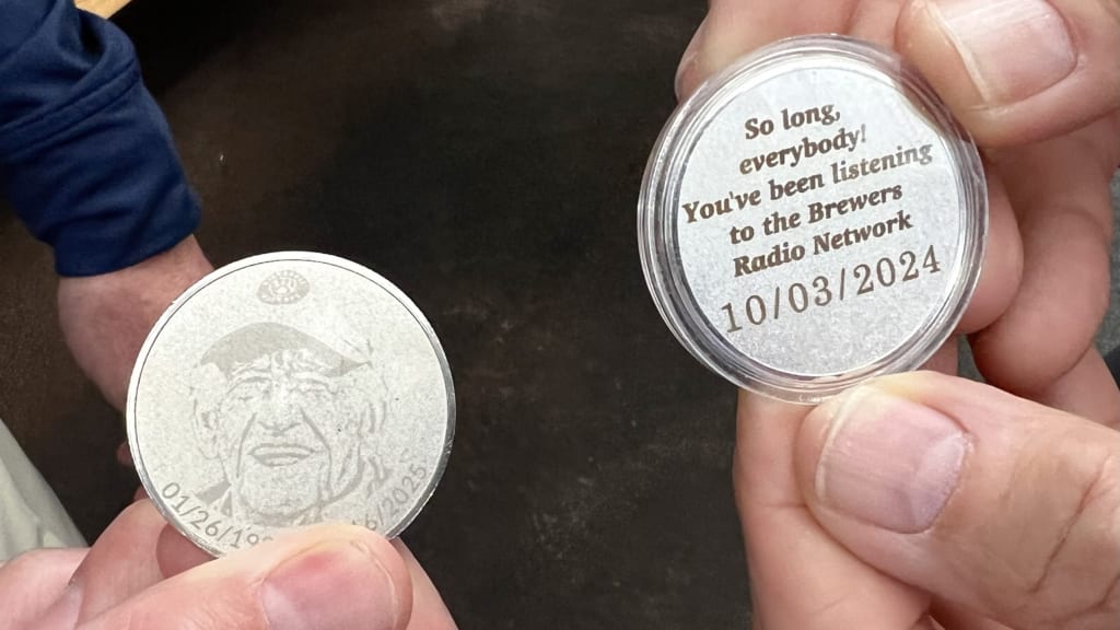 Tony Migliaccio's Bob Uecker coin. (photo via Adam McCalvy)