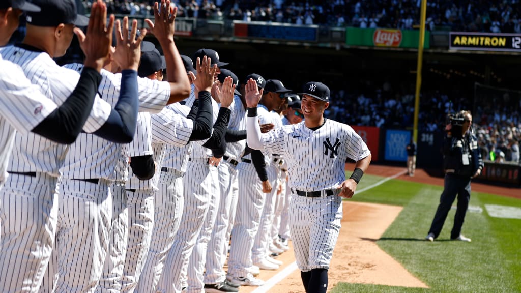 Over several years in the Minors and during his impressive performance in Spring Training, Anthony Volpe was working toward this shining moment he had dreamed of since childhood. Even if it had been cloudy on Opening Day, the New Jersey native’s smile would have lit up Yankee Stadium. (Photo Credit: New York Yankees)