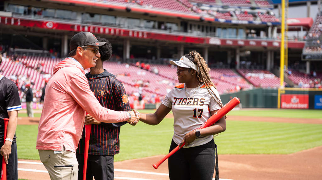Milford senior Meghan McClellan receives her PNC MVP bat