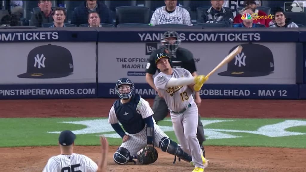 A's rookie Jordan Diaz hits 3 homers at Yankee Stadium