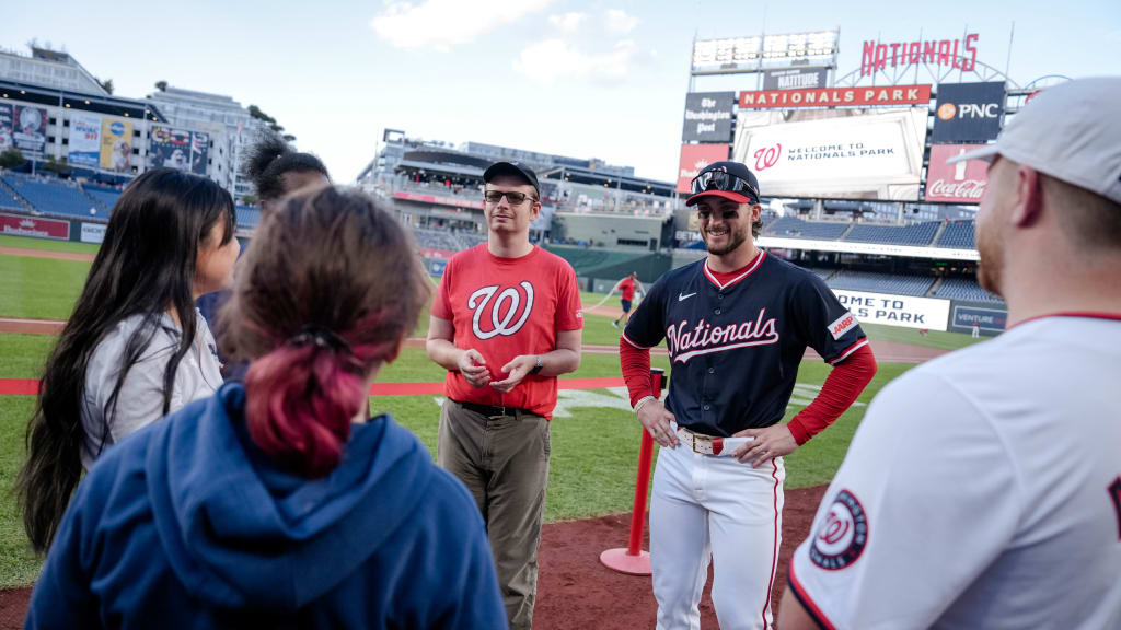 Dylan Crews with So Kids SOAR members prior to the Nationals' game vs. the Marlins on Tuesday