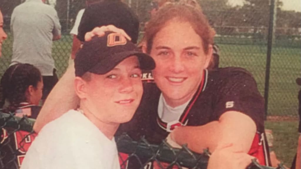 J.T. Realmuto with his sister, Ryan, who played softball at Oklahoma State and professionally in the National Pro Fastpitch league before coaching at Rutgers and Hofstra (Photo credit: Ryan Realmuto)