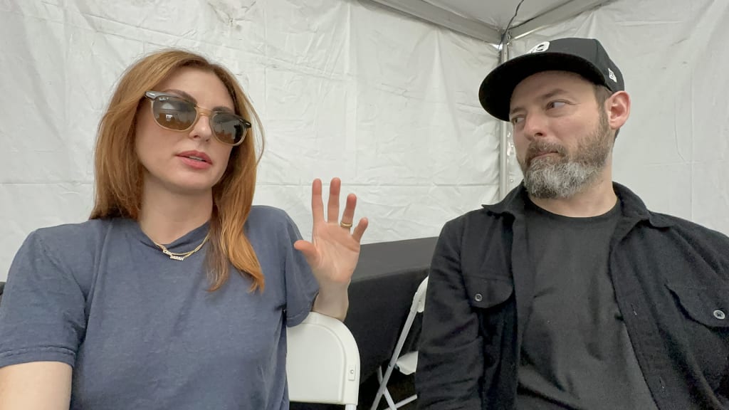 Phantogram's Sarah Barthel and Josh Carter talking about the Mets at Innings Festival 2024