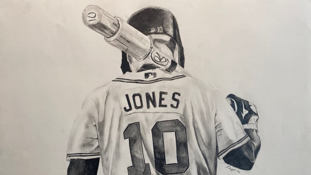 Lowder's drawing subjects include Hall of Famer Chipper Jones.