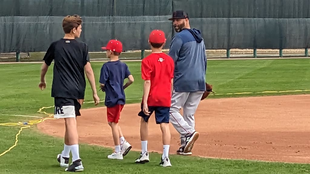 Dustin Pedroia serves as guest instructor at Red Sox camp