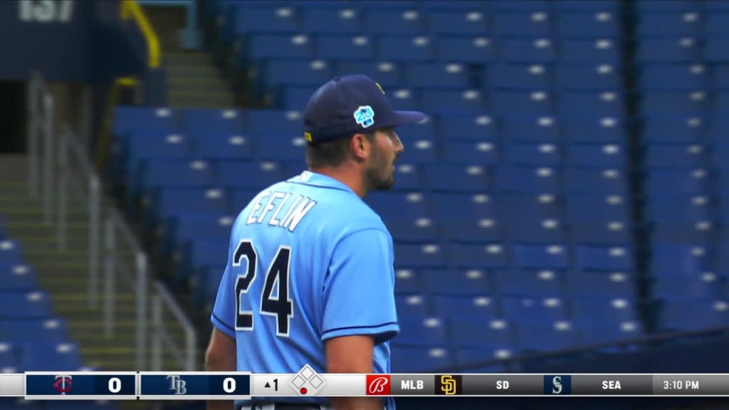 March 14, 2023, St. Petersburg, FL USA; Tampa Bay Rays starting pitcher  Zach Eflin (24) delivers a pitch during an MLB spring training game against  th Stock Photo - Alamy