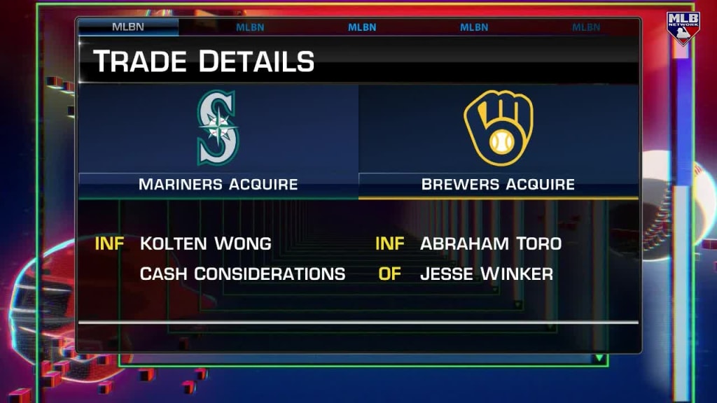 Mariners trade Winker, Toro to Brewers for second baseman Kolten Wong