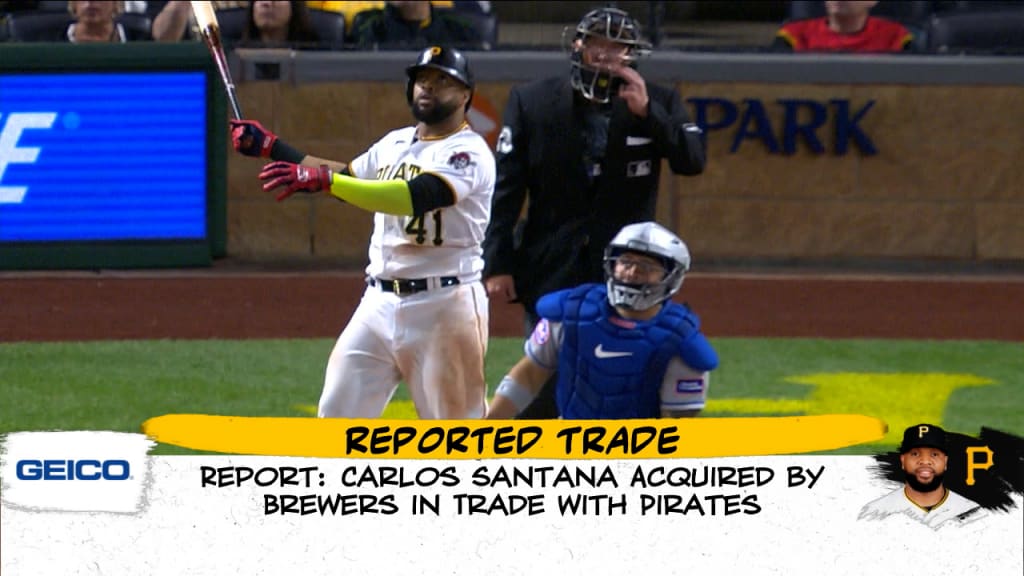 Carlos Santana makes Brewers debut following trade from Pirates