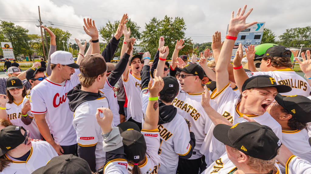The Pirates’ group for the celebration included chairman Bob Nutting, president Travis Williams, outfielder Jack Suwinski and top prospects Konnor Griffin and Termarr Johnson.