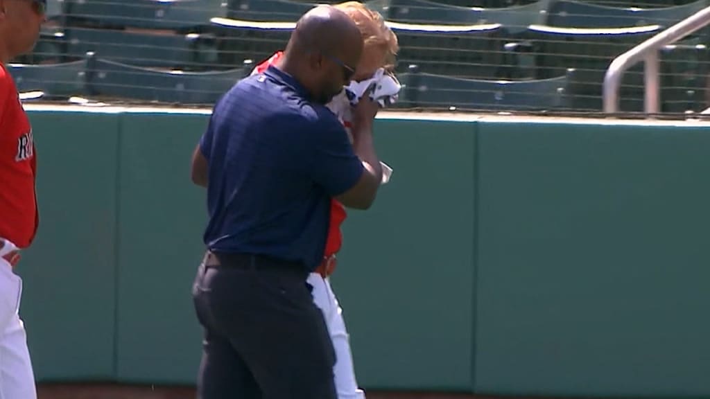 Justin Turner gets hit in the face by a pitch and is taken to hospital