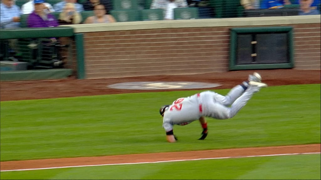 Max Kepler trips over his bat