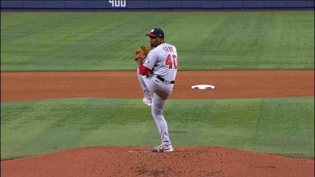 Washington Nationals starting pitcher Josiah Gray waits to be