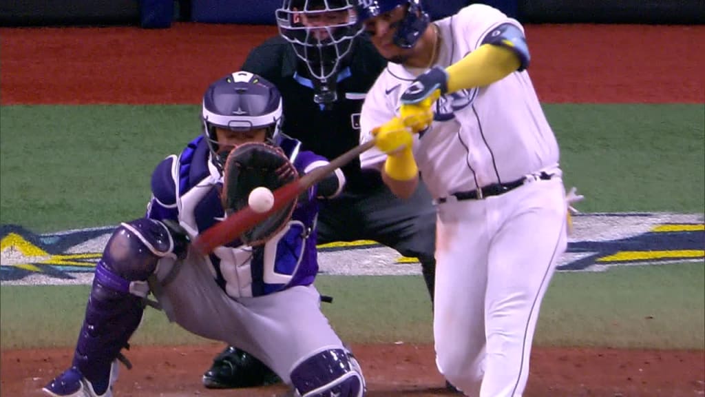 St Petersburg, United States. 02nd May, 2023. Tampa Bay Rays' Jose Siri  celebrates after stealing home during the fifth inning of a baseball game  against the Pittsburgh Pirates at Tropicana Field in