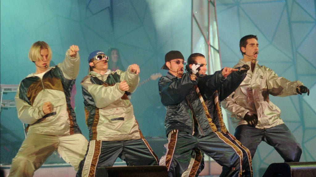 The Backstreet Boys during a 1998 concert. (AP)