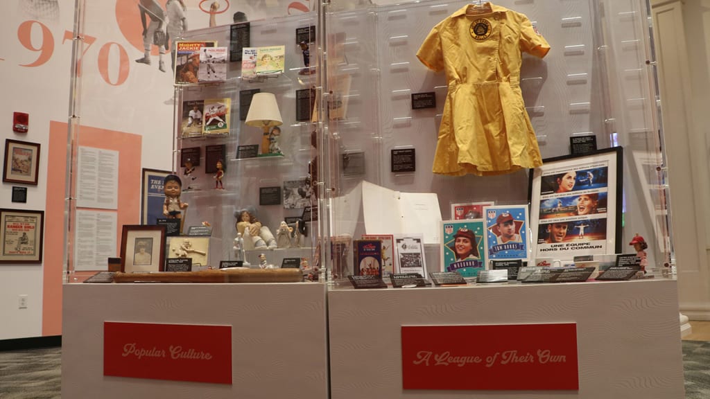 A display on the film "A League of Their Own" in the Women in Baseball exhibit (Cincinnati Reds)