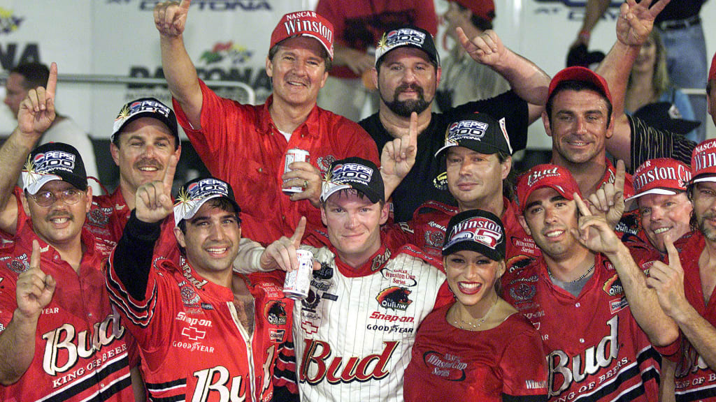 Earnhardt Jr. after winning the 2001 Pepsi 400 racing in the baseball car