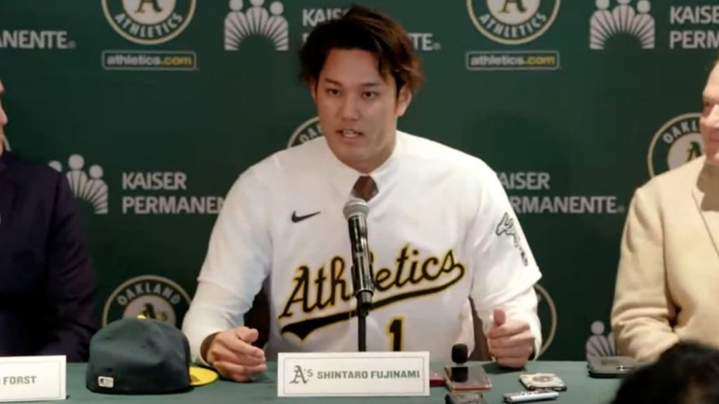 Shintaro Fujinami introduced by Athletics
