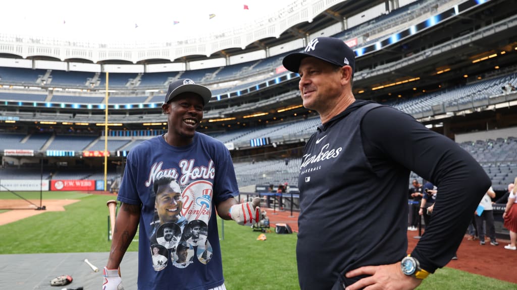 A creative soul with myriad interests outside of baseball, Chisholm makes coming to the ballpark fun for his teammates and coaches. “He brings a flair and a style to the field with him every day, which I think is a good thing,” says Boone \[R\]. “He’s himself, and we certainly want him to be that.” (Photo Credit: New York Yankees)