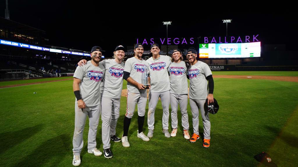 From left to right: Connor Norby, Kyle Stowers, Colton Cowser, Coby Mayo, Jackson Holliday and Joey Ortiz