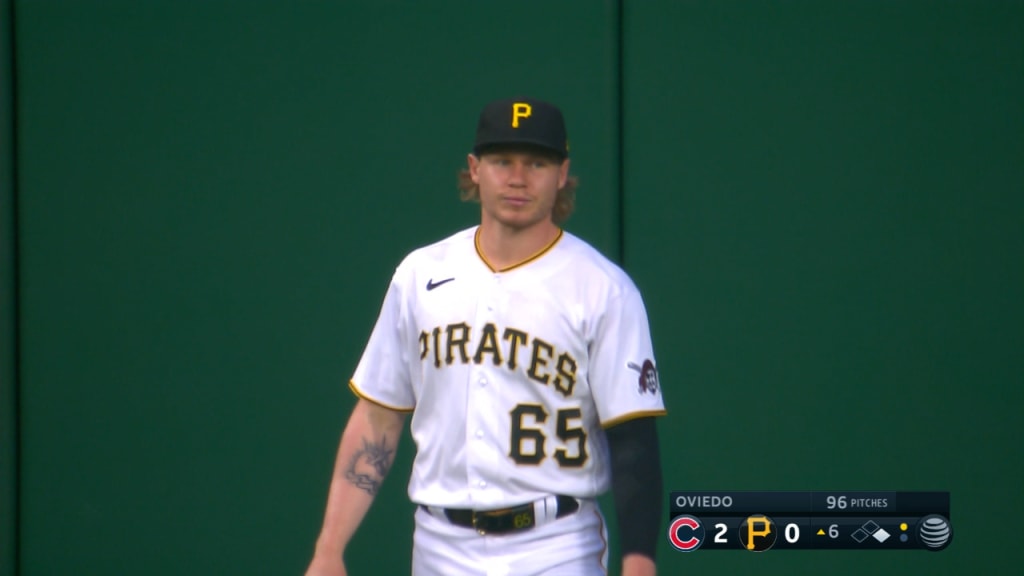 Mitchell Page of the Pittsburgh Pirates looks on from the field