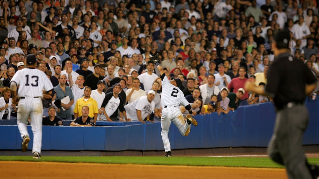 Jeter goes into the stands