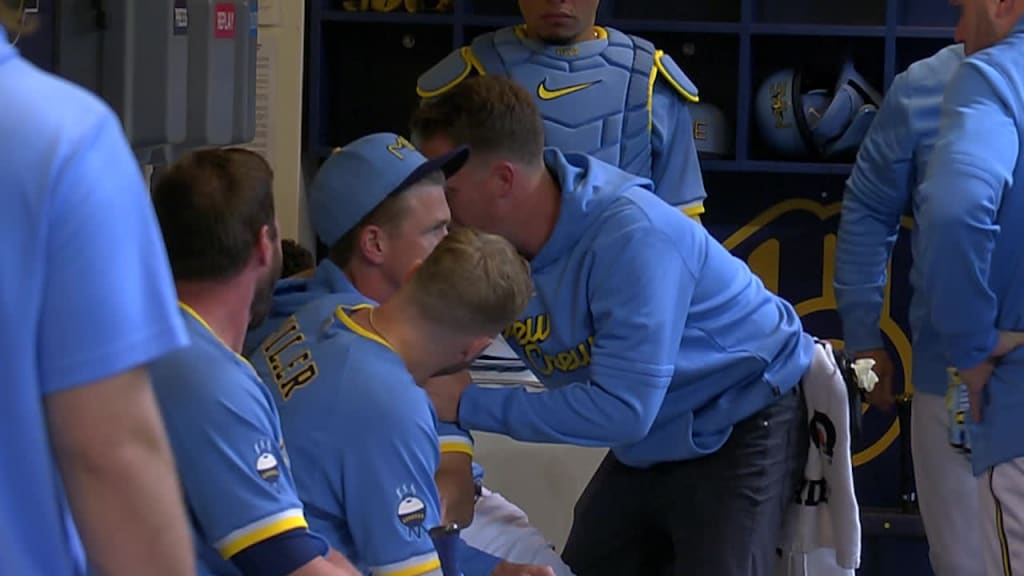 Willy Adames hit by foul ball in the dugout
