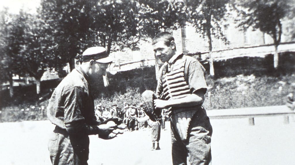 Ruth (right) almost certainly would not have become a legendary figure had he not arrived at St. Mary’s in 1902 and stayed there for 12 years, until he signed with the Minor League Baltimore Orioles of the International League. The discipline and structure provided by the Xaverian Brothers who ran the school was desperately needed, and baseball gave him a joy and purpose that he might never have discovered otherwise. “St. Mary’s changed the whole world for him,” says Baltimore-based writer Charlie Vascellaro. (Photo Credit: Getty Images)