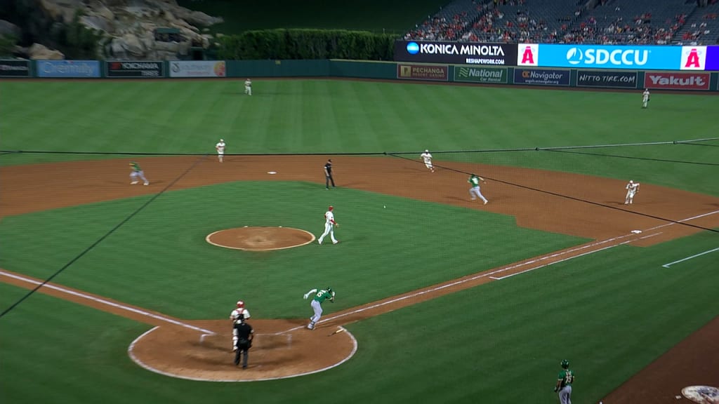 A's' pitcher shows lack of effort, allows infield single as team's