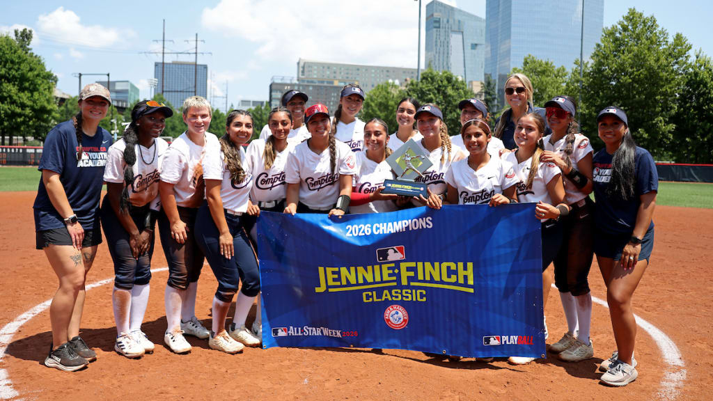 The Compton Youth Academy celebrates winning the 2026 Jennie Finch Classic Championship presented by Arm & Hammer in Philadelphia. (Isaiah Vazquez/MLB Photos via Getty Images)