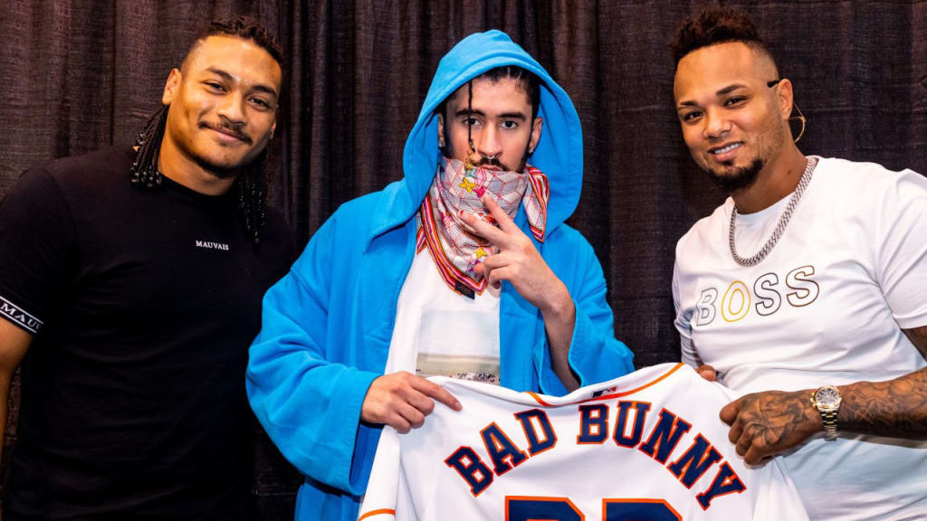 Astros present Bad Bunny with jersey after Minute Maid Park show