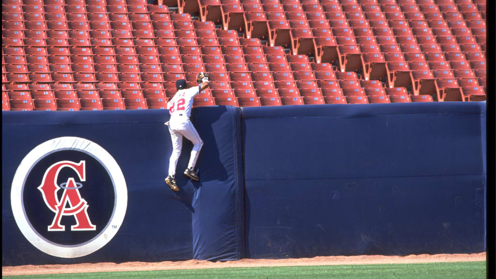 The Angels' 1993-94 logo displayed on the outfield wall, circa '93. (Getty Images/Gary Newkirk)