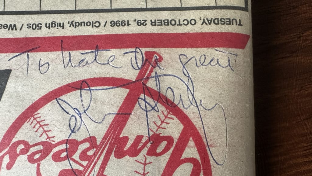 Sterling's "To Nate The Great" message on a newspaper lived on among the D'Amico family's keepsakes.