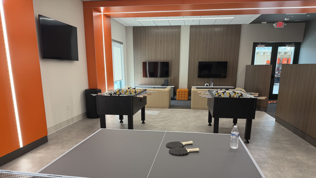 The player lounge at the Orioles' Ed Smith Stadium complex.