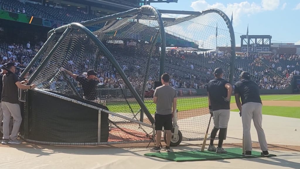 Aaron Judge takes batting practice at Yankee Stadium