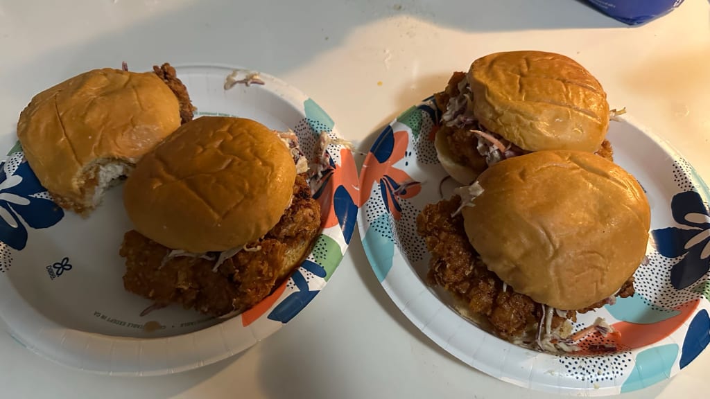 Jackson Flora's homemade fried chicken sandwiches rank third on his list.