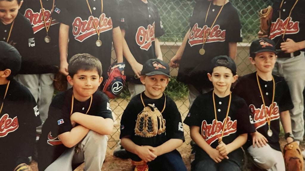Lorenzo Cook, center, on his Orioles team in Brussels, Belgium. Courtesy Lorenzo Cook.