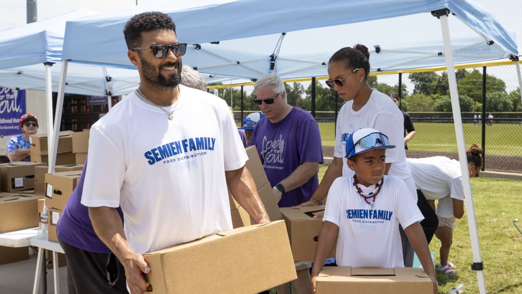 Texas Rangers second baseman Marcus Semien and his family visit the Rangers’ West Dallas Youth Academy on Friday, June 13.