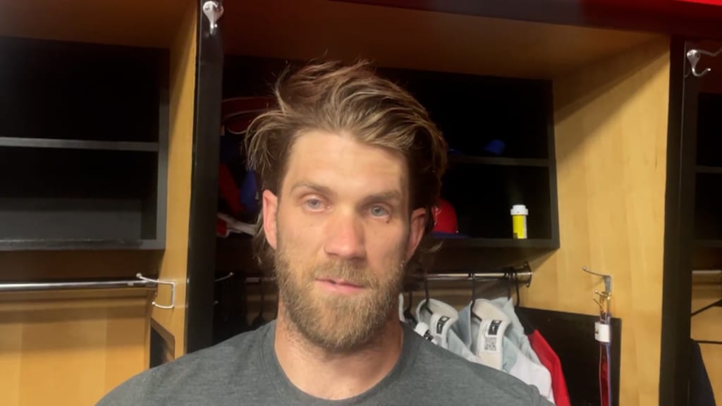 Phillies' Bryce Harper makes first MLB start at first base, flips into  camera well to make catch vs. Guardians 