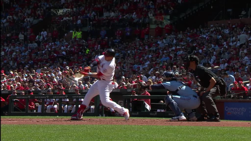 The St. Louis Cardinals' Nolan Gorman throws his batting